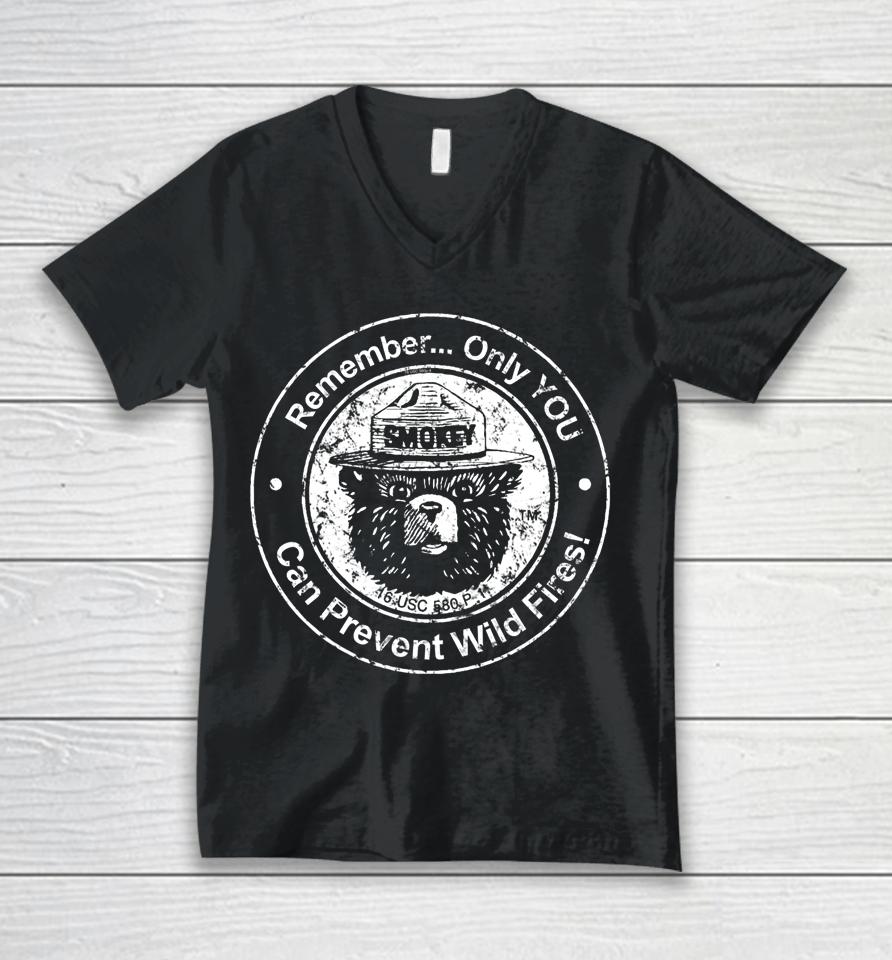Smokey Bear Only You Seal Unisex V-Neck T-Shirt