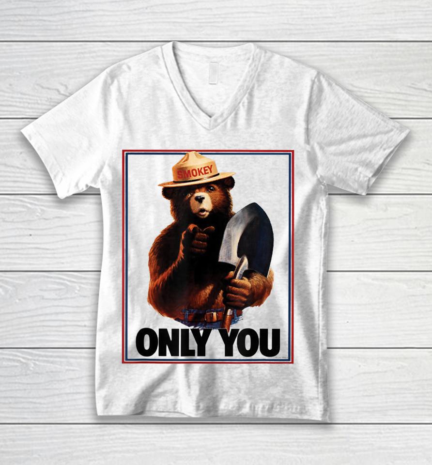 Smokey Bear Only You Unisex V-Neck T-Shirt