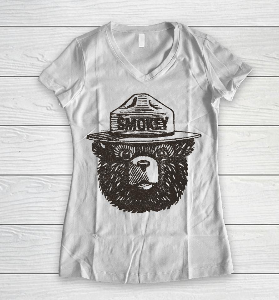 Smokey Bear Portrait Women V-Neck T-Shirt