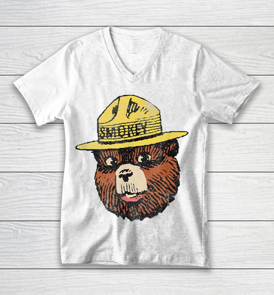 Smokey Bear Vintage Smokey Head Unisex V-Neck T-Shirt