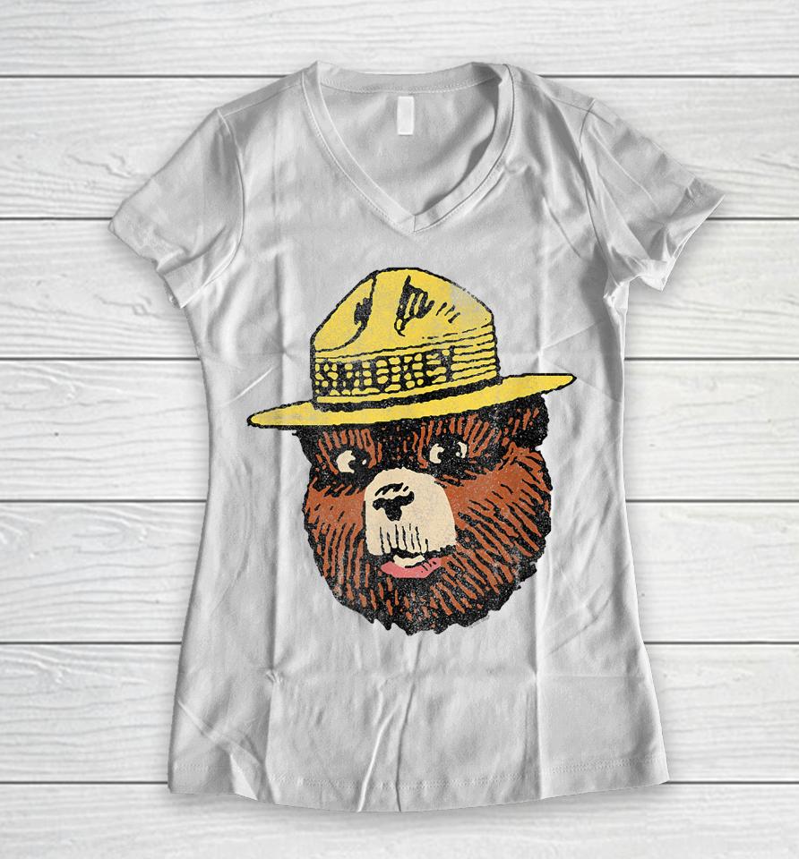 Smokey Bear Vintage Smokey Head Women V-Neck T-Shirt