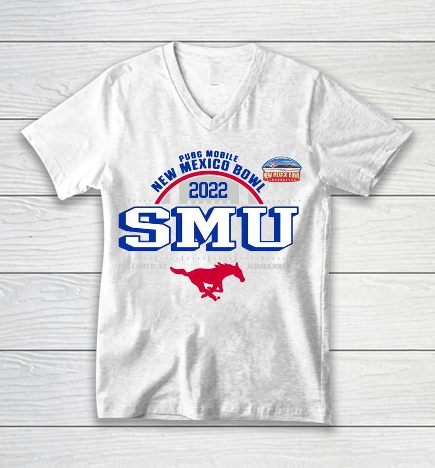Smu Mustangs White New Mexico Bowl Unisex V-Neck T-Shirt