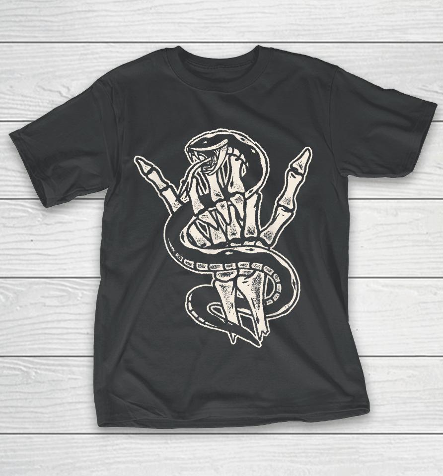 Snake Skeleton Hand Lazy Halloween Costume Cool Rock N Roll T-Shirt