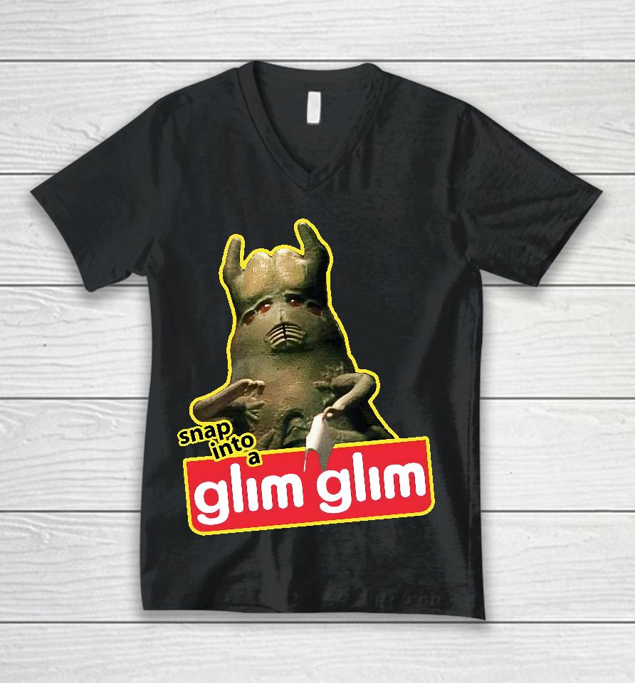 Snap Into A Glim Glim Unisex V-Neck T-Shirt