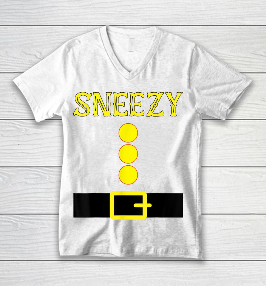 Sneezy Dwarf Group Color Family Matching Costume Halloween Unisex V-Neck T-Shirt