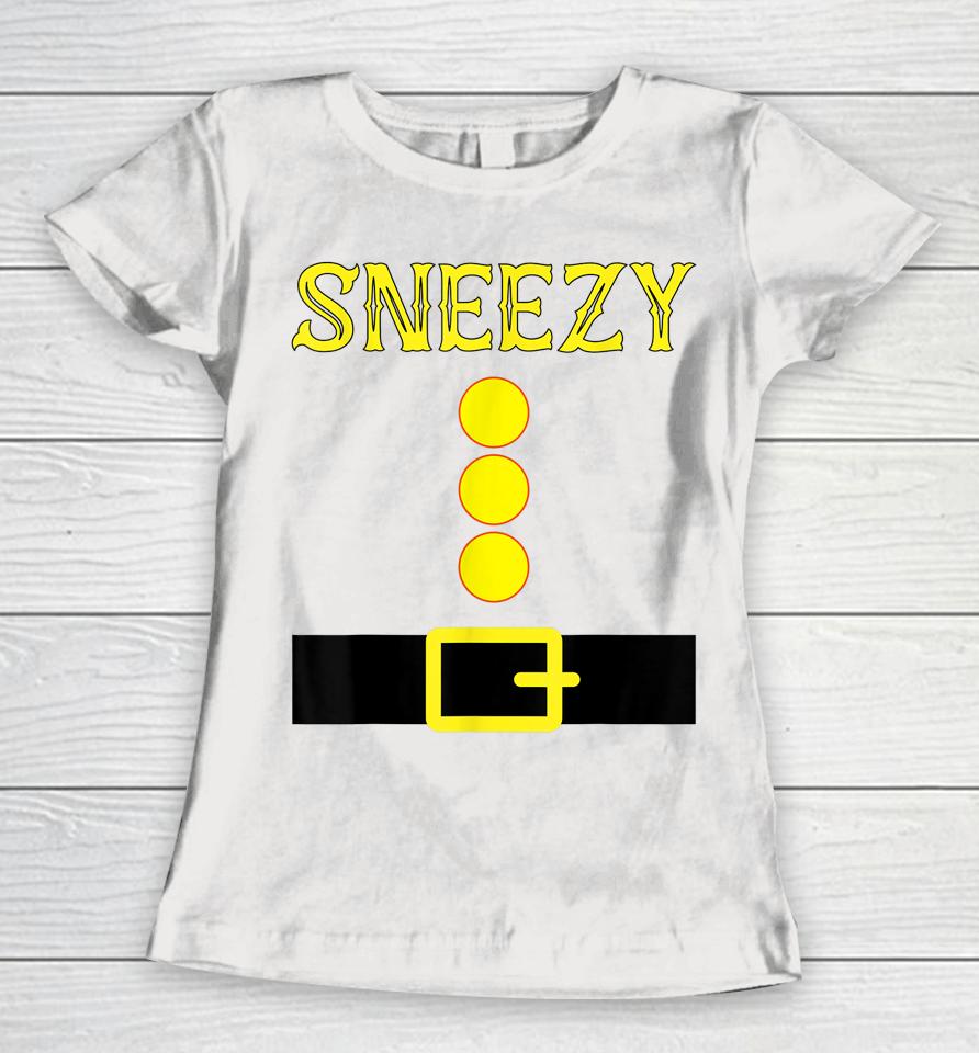 Sneezy Dwarf Group Color Family Matching Costume Halloween Women T-Shirt