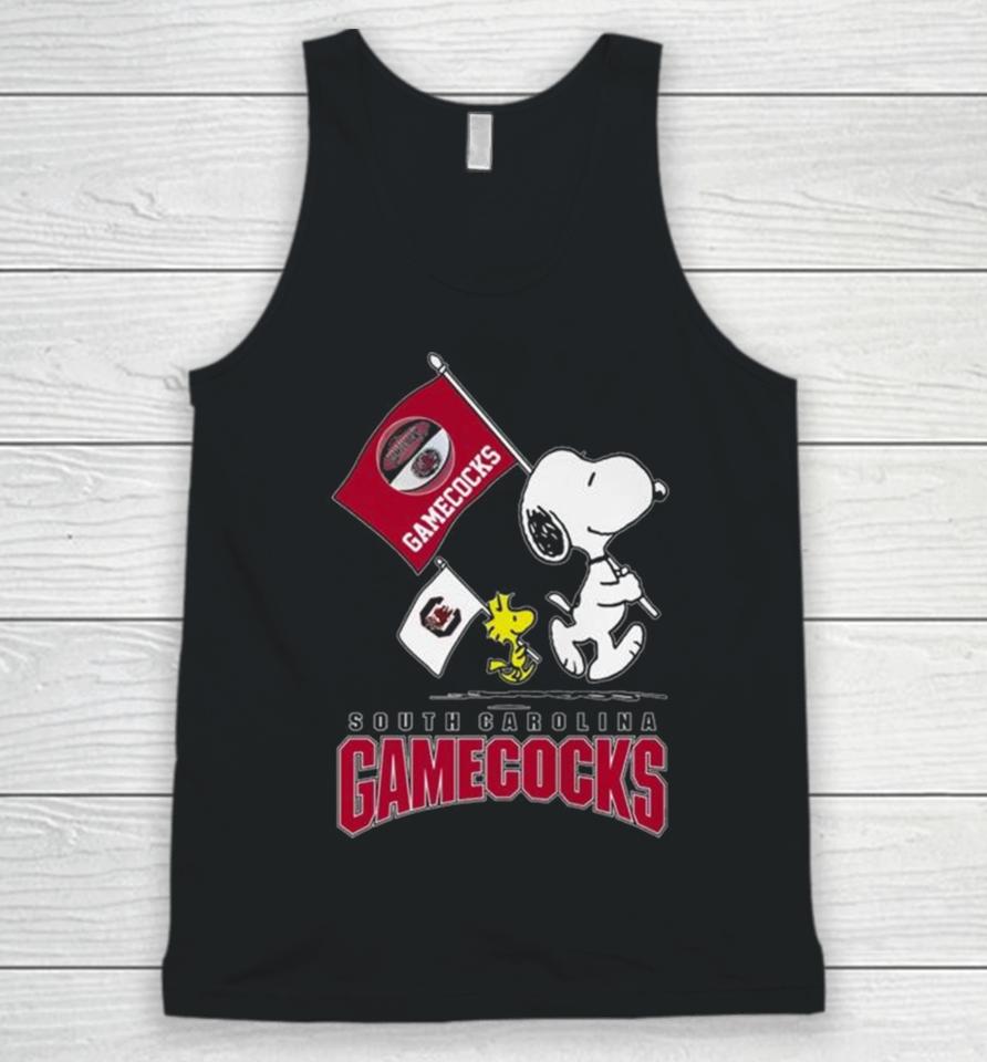 Snoopy And Charlie Brown Hold Flag South Carolina Gamecocks Unisex Tank Top