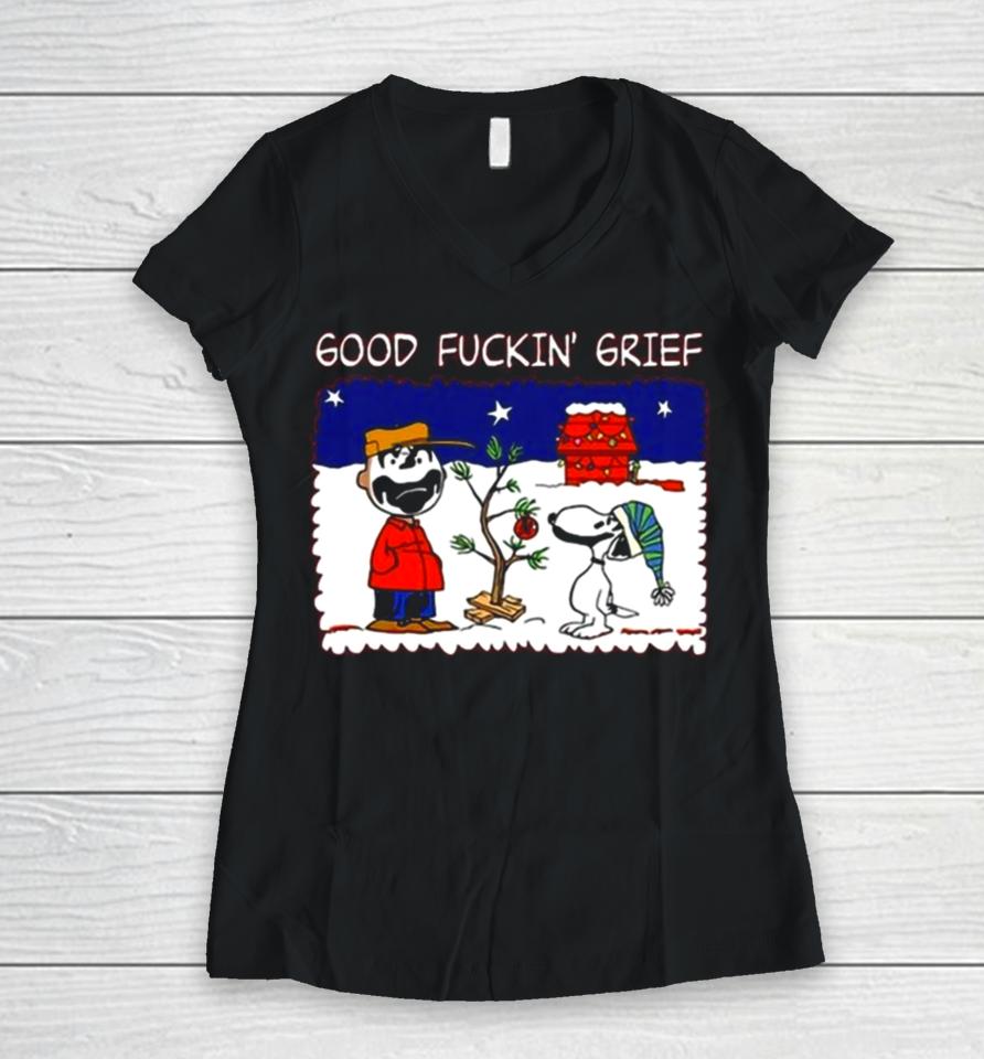 Snoopy And Charlie Brown Insane Clown Posse Good Fuckin’ Grief Women V-Neck T-Shirt