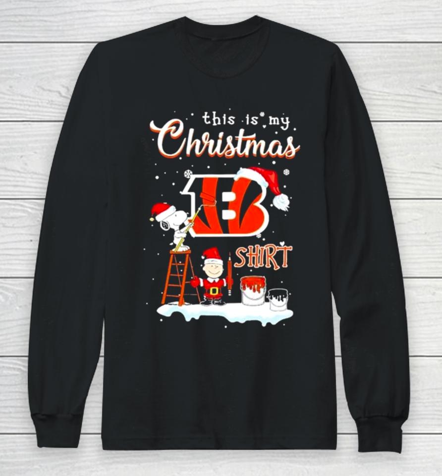 Snoopy And Charlie Brown Nfl Cincinnati Bengals This Is My Christmas Long Sleeve T-Shirt