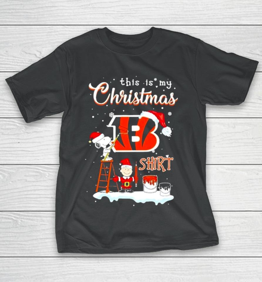Snoopy And Charlie Brown Nfl Cincinnati Bengals This Is My Christmas T-Shirt