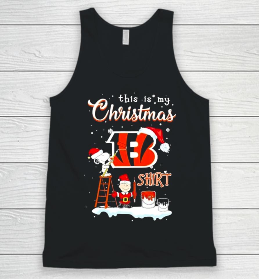 Snoopy And Charlie Brown Nfl Cincinnati Bengals This Is My Christmas Unisex Tank Top