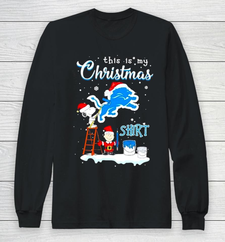 Snoopy And Charlie Brown Nfl Detroit Lions This Is My Christmas Long Sleeve T-Shirt