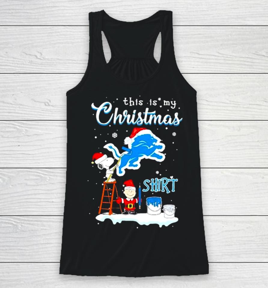 Snoopy And Charlie Brown Nfl Detroit Lions This Is My Christmas Racerback Tank