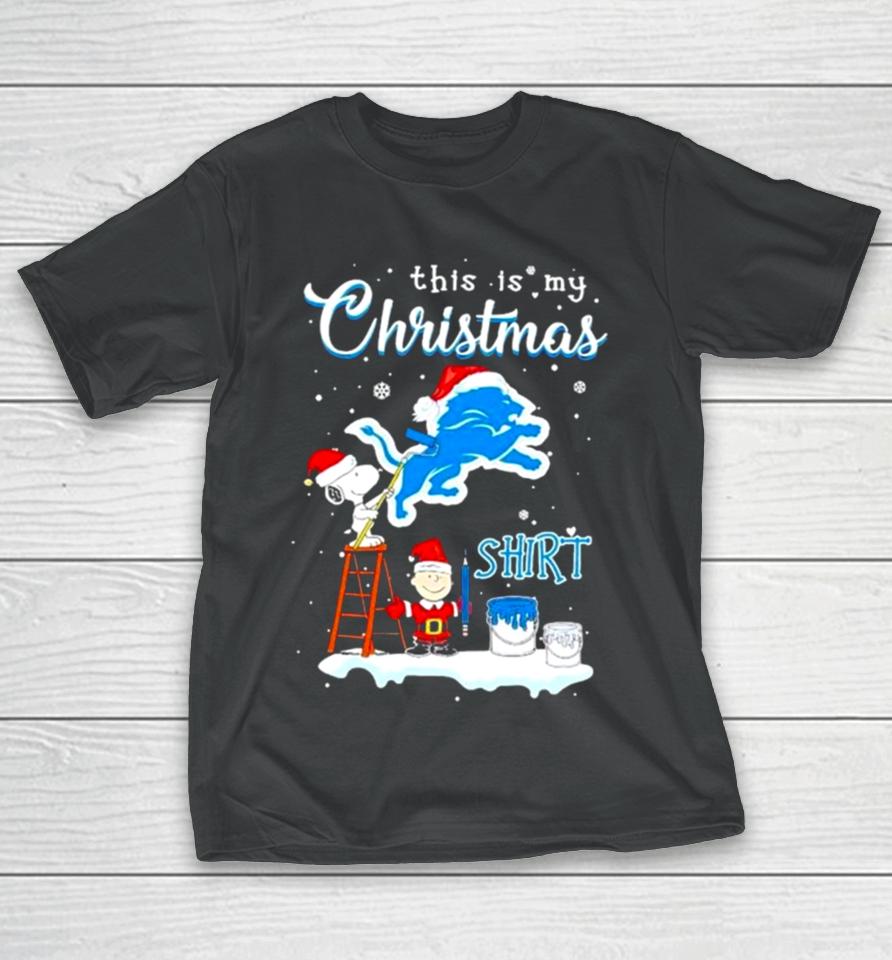 Snoopy And Charlie Brown Nfl Detroit Lions This Is My Christmas T-Shirt