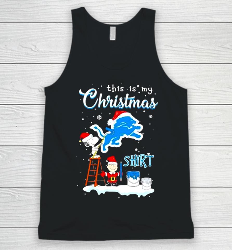 Snoopy And Charlie Brown Nfl Detroit Lions This Is My Christmas Unisex Tank Top