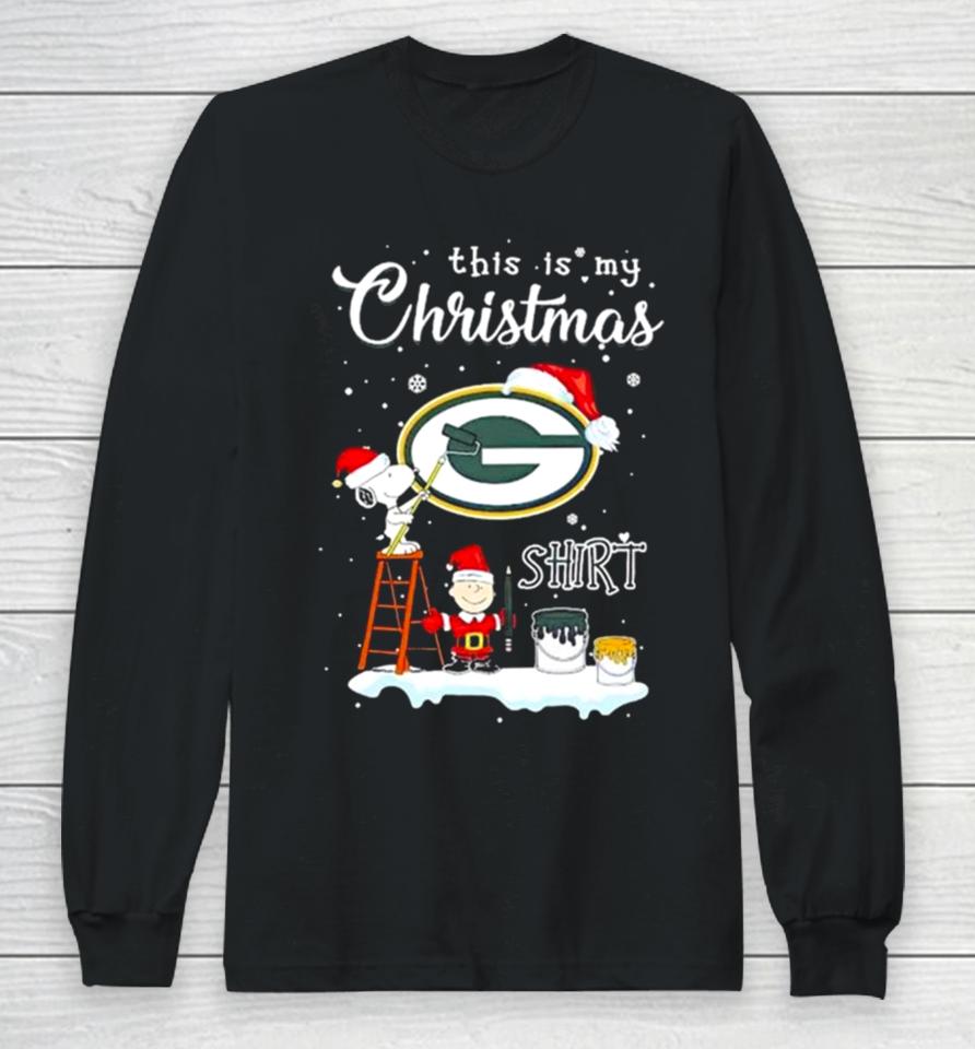 Snoopy And Charlie Brown Nfl Green Bay Packers This Is My Christmas Long Sleeve T-Shirt