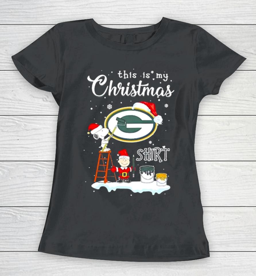 Snoopy And Charlie Brown Nfl Green Bay Packers This Is My Christmas Women T-Shirt