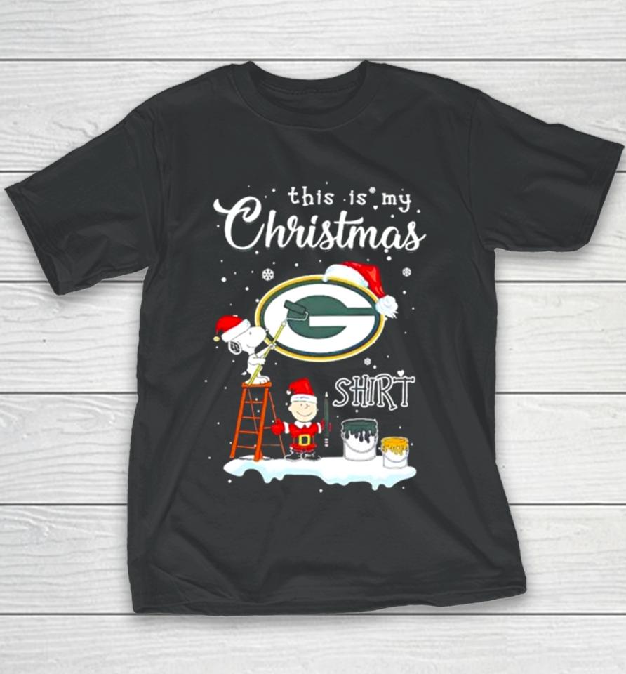 Snoopy And Charlie Brown Nfl Green Bay Packers This Is My Christmas Youth T-Shirt