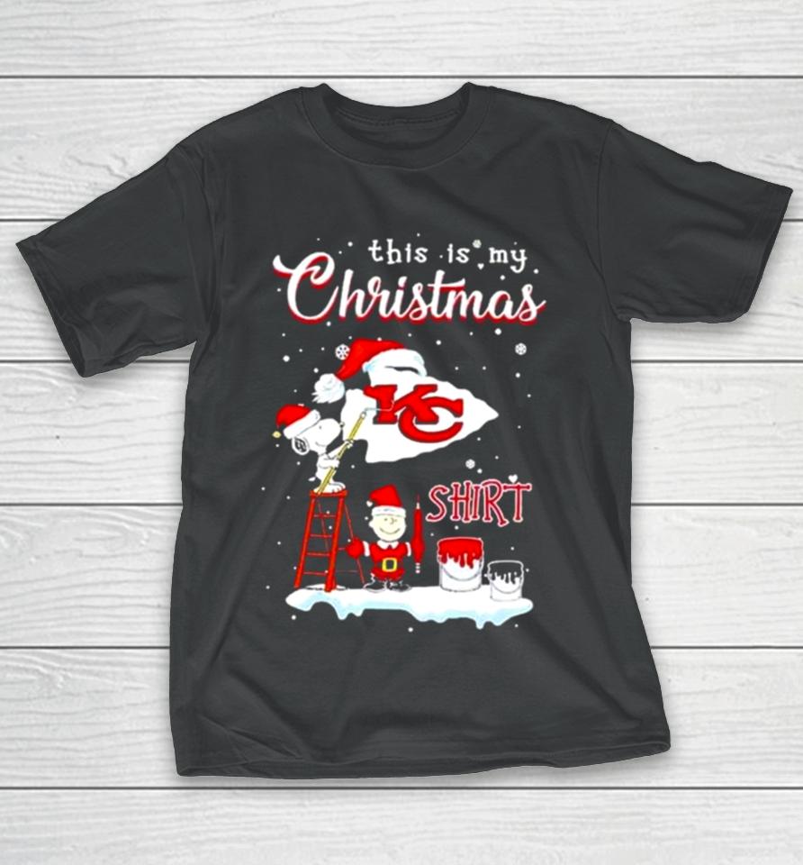 Snoopy And Charlie Brown Nfl Kansas City Chiefs This Is My Christmas T-Shirt