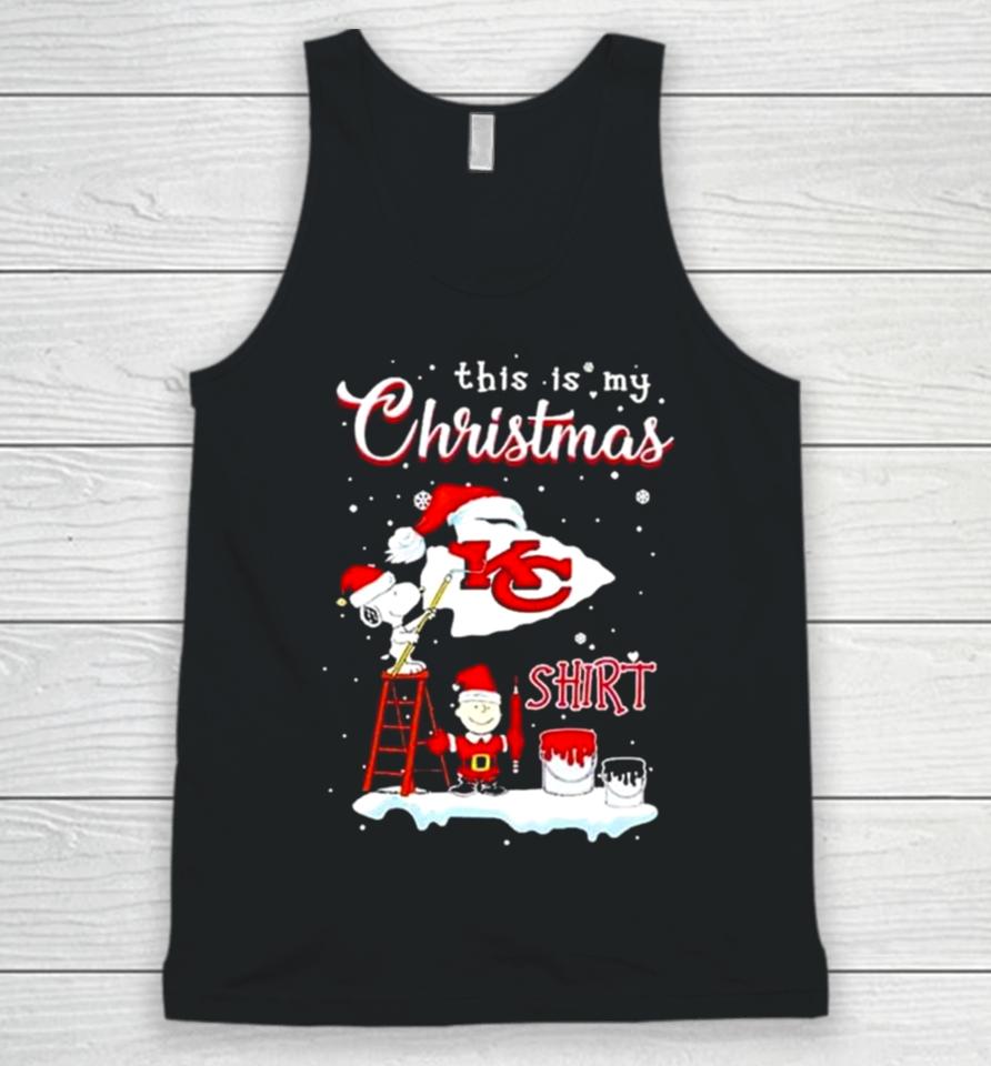 Snoopy And Charlie Brown Nfl Kansas City Chiefs This Is My Christmas Unisex Tank Top