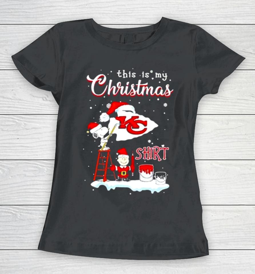 Snoopy And Charlie Brown Nfl Kansas City Chiefs This Is My Christmas Women T-Shirt