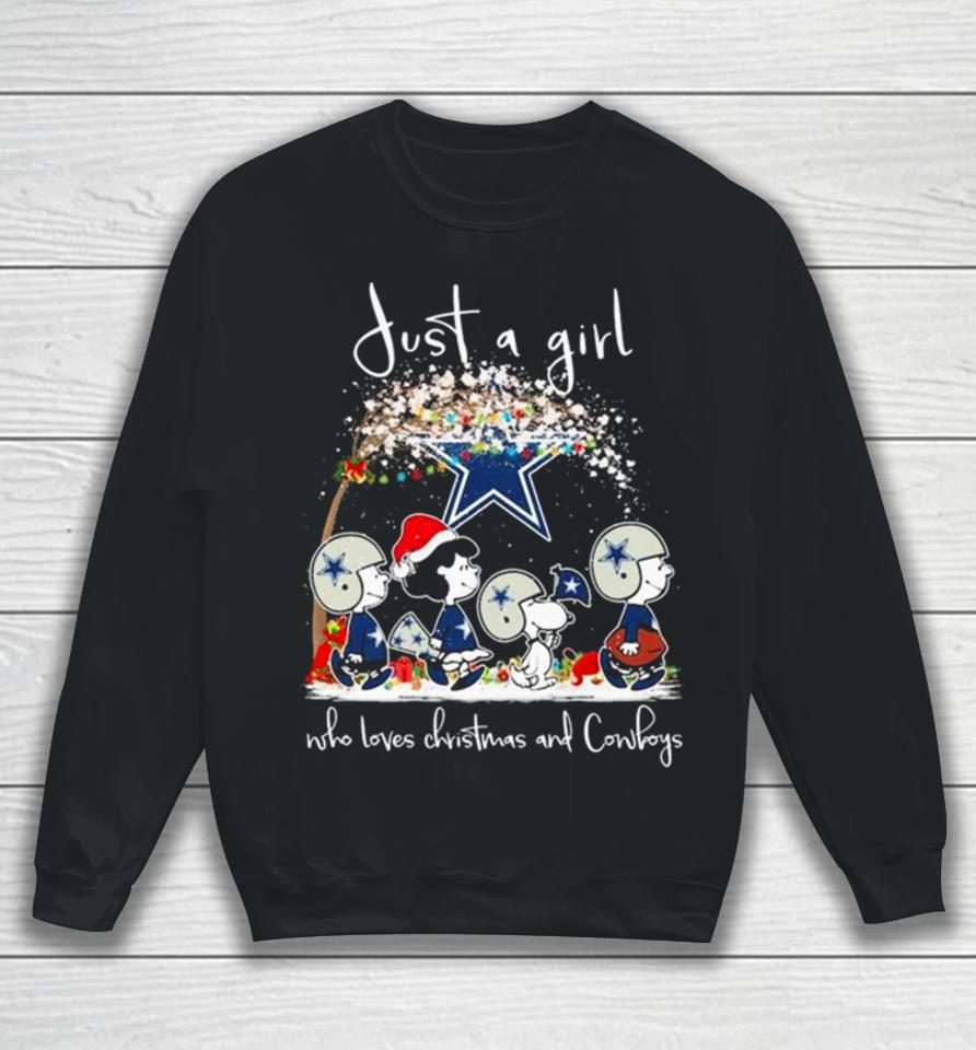 Snoopy And Friends Just A Girl Who Loves Christmas And Dallas Cowboys T Sweatshirt