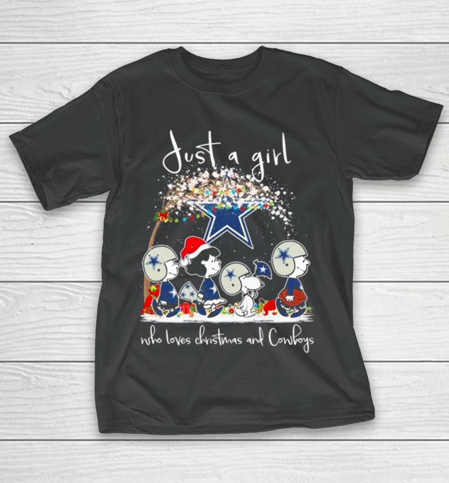 Snoopy And Friends Just A Girl Who Loves Christmas And Dallas Cowboys T T-Shirt