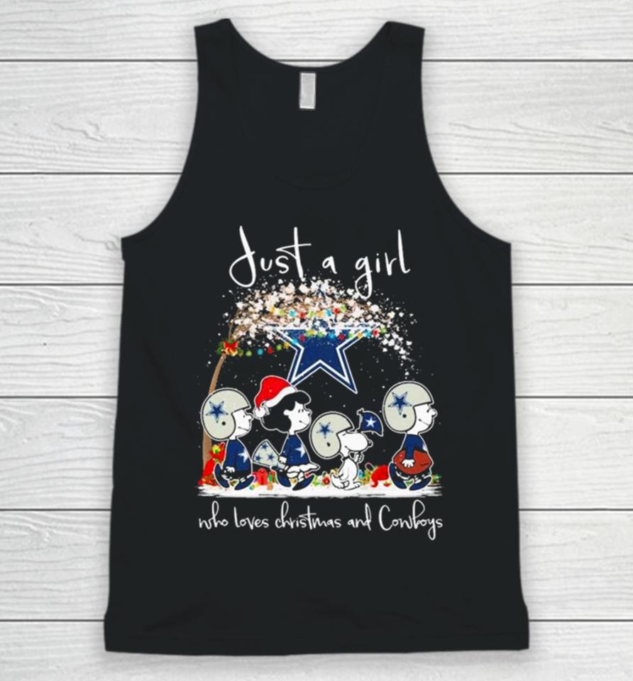 Snoopy And Friends Just A Girl Who Loves Christmas And Dallas Cowboys T Unisex Tank Top