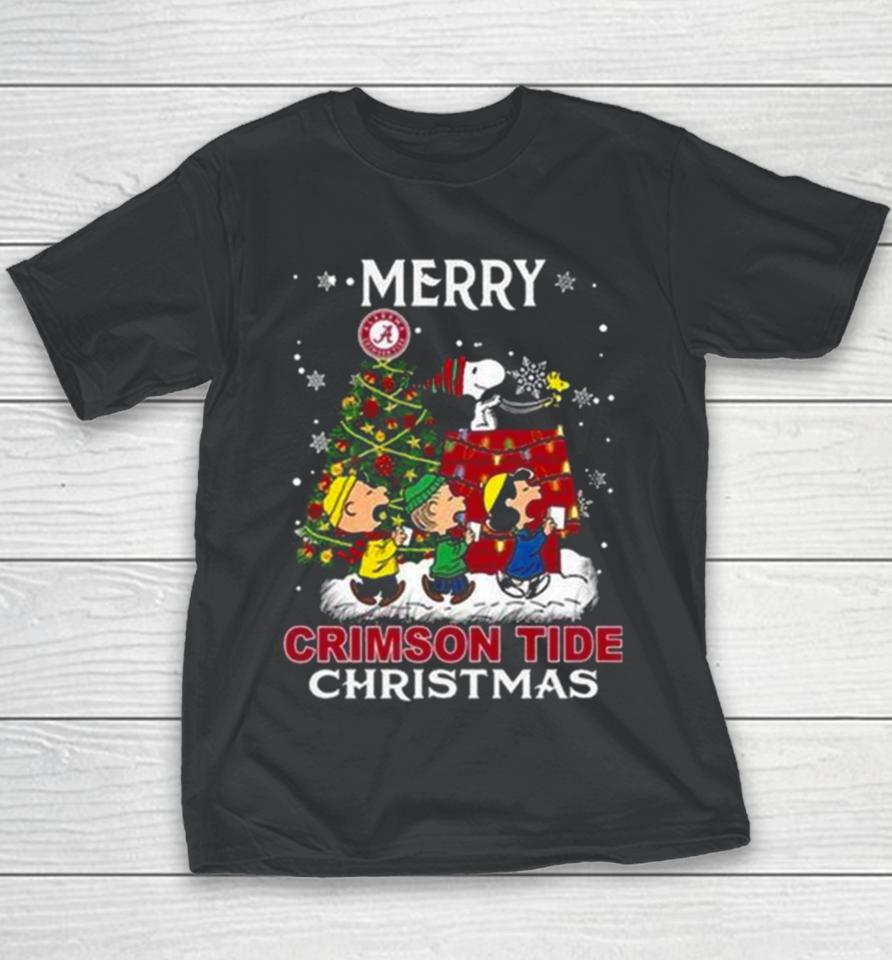 Snoopy And Friends Merry Christmas Alabama Crimson Tide 2023 Youth T-Shirt
