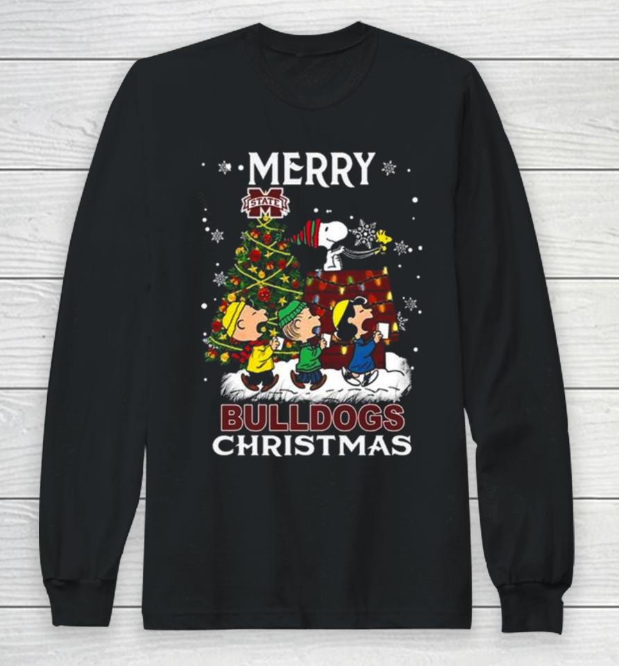 Snoopy And Friends Merry Christmas Mississippi State Bulldogs 2023 Long Sleeve T-Shirt