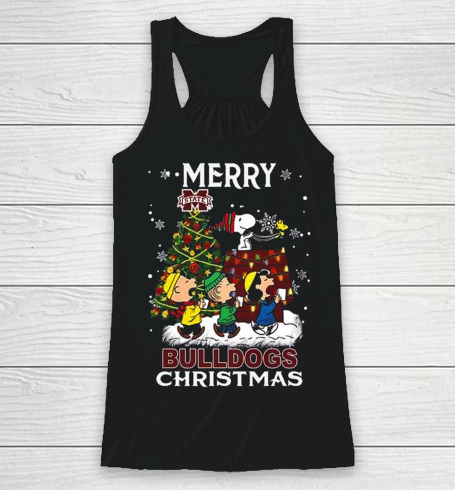 Snoopy And Friends Merry Christmas Mississippi State Bulldogs 2023 Racerback Tank