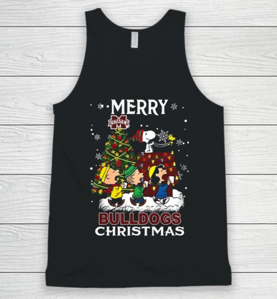 Snoopy And Friends Merry Christmas Mississippi State Bulldogs 2023 Unisex Tank Top