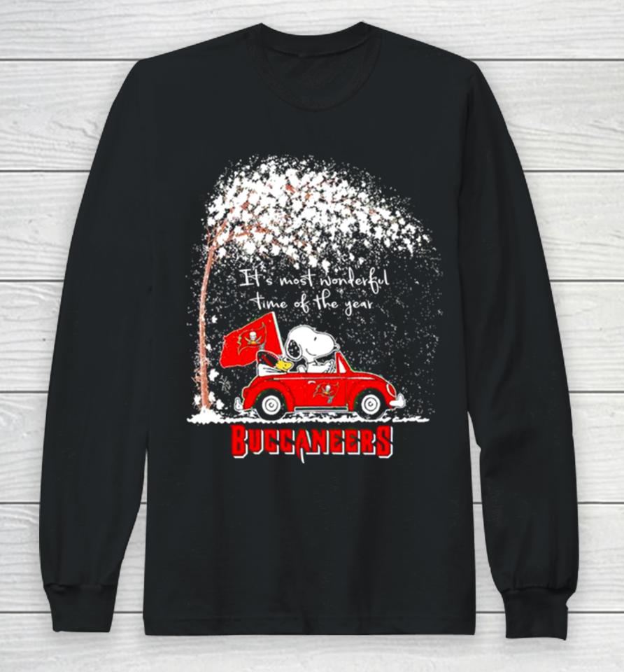 Snoopy And Woodstock Buccaneers Winter It’s Most Wonderful Time Of The Year Long Sleeve T-Shirt