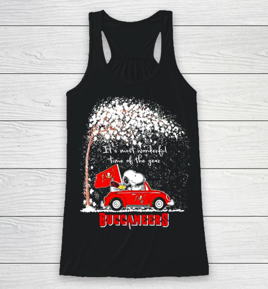 Snoopy And Woodstock Buccaneers Winter It’s Most Wonderful Time Of The Year Racerback Tank