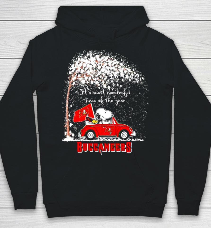 Snoopy And Woodstock Buccaneers Winter It’s Most Wonderful Time Of The Year Hoodie