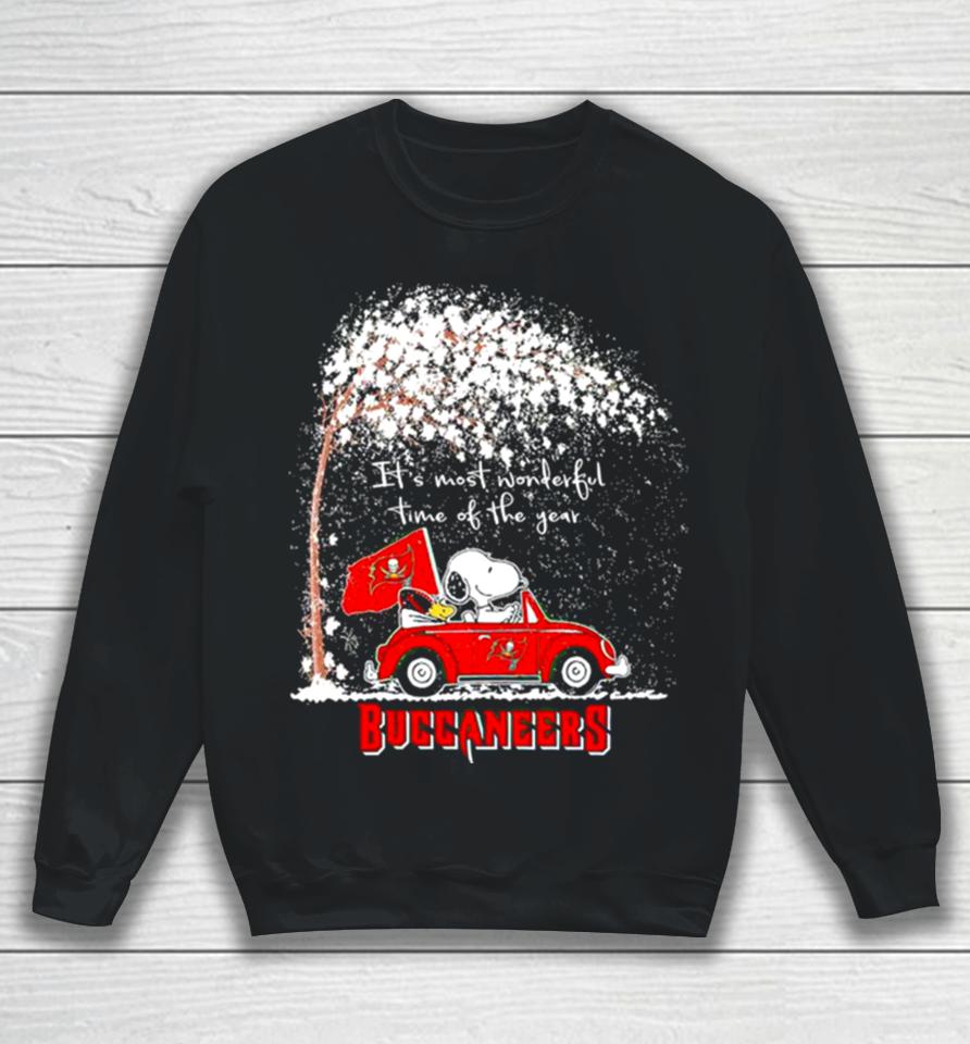 Snoopy And Woodstock Buccaneers Winter It’s Most Wonderful Time Of The Year Sweatshirt