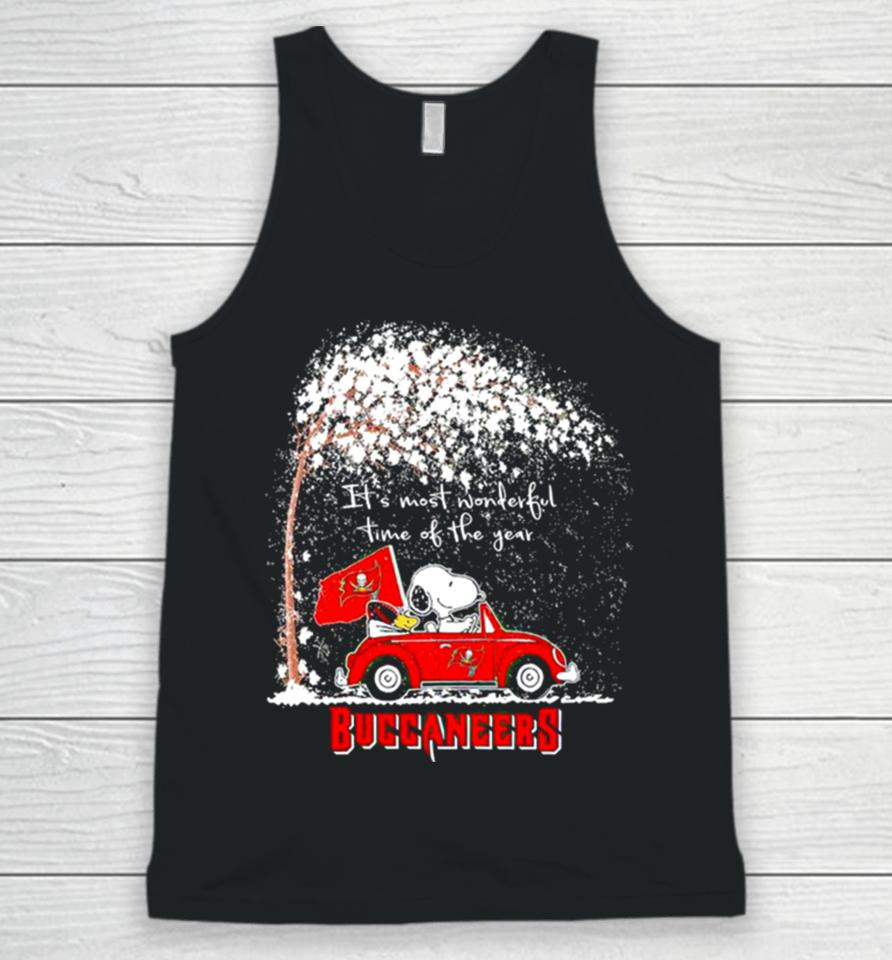 Snoopy And Woodstock Buccaneers Winter It’s Most Wonderful Time Of The Year Unisex Tank Top