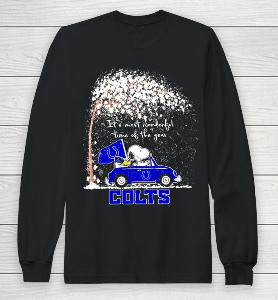 Snoopy And Woodstock Colts Winter It’s Most Wonderful Time Of The Year Long Sleeve T-Shirt
