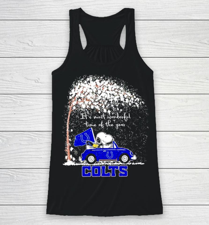 Snoopy And Woodstock Colts Winter It’s Most Wonderful Time Of The Year Racerback Tank