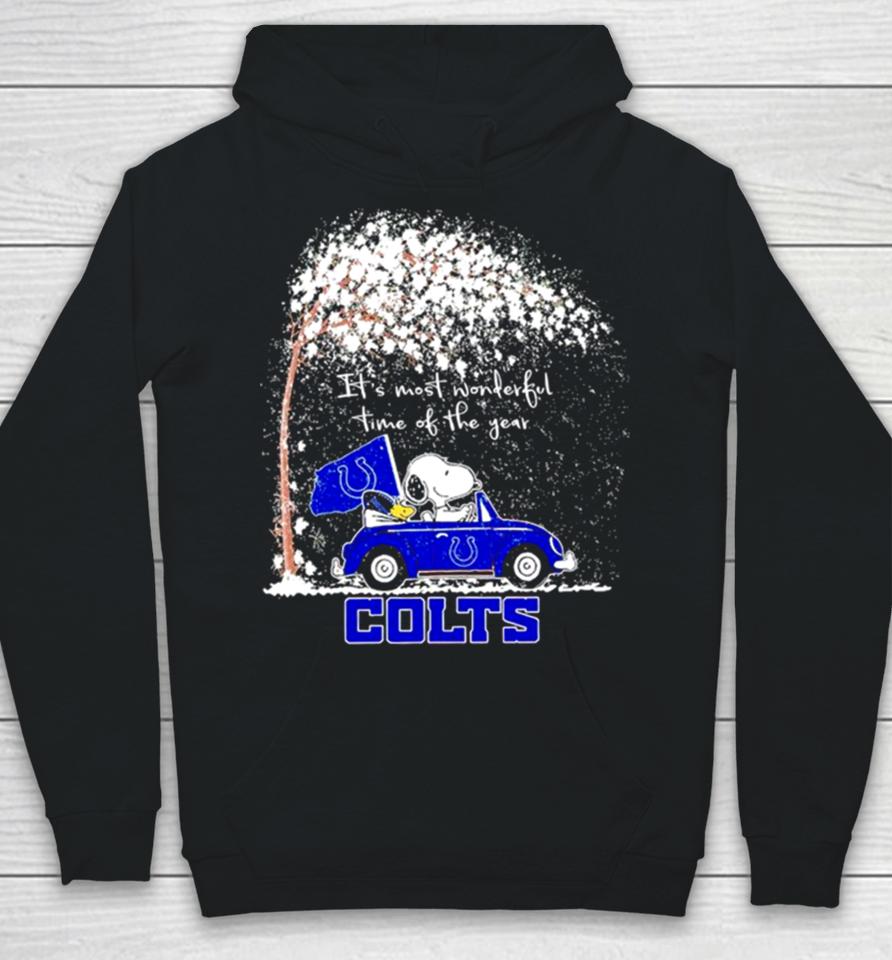 Snoopy And Woodstock Colts Winter It’s Most Wonderful Time Of The Year Hoodie