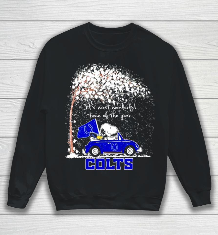 Snoopy And Woodstock Colts Winter It’s Most Wonderful Time Of The Year Sweatshirt