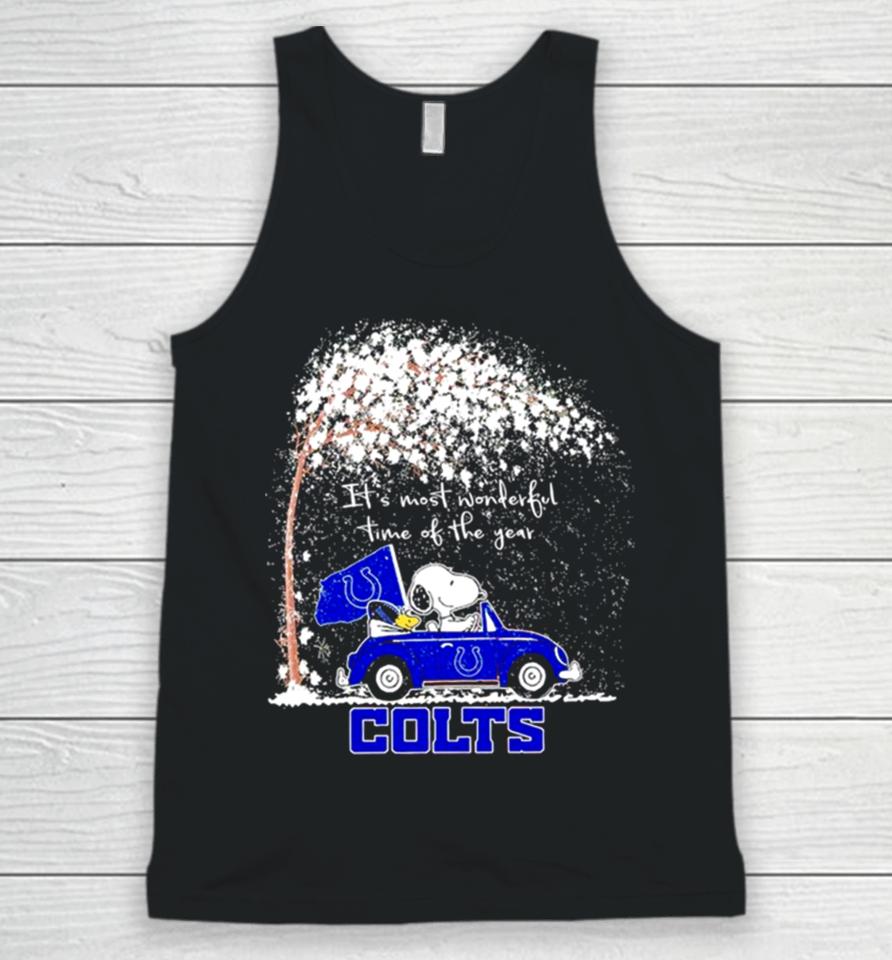 Snoopy And Woodstock Colts Winter It’s Most Wonderful Time Of The Year Unisex Tank Top