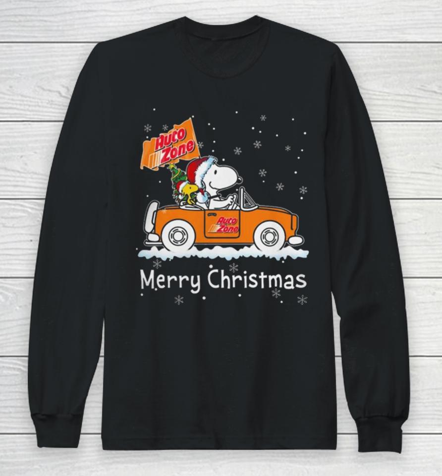 Snoopy And Woodstock Driving Car Auto Zone Christmas 2023 Long Sleeve T-Shirt