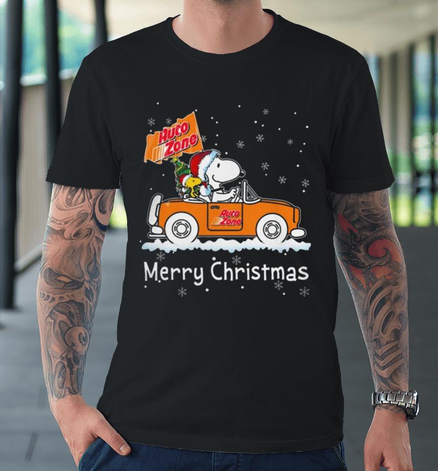Snoopy And Woodstock Driving Car Auto Zone Christmas 2023 Premium T-Shirt
