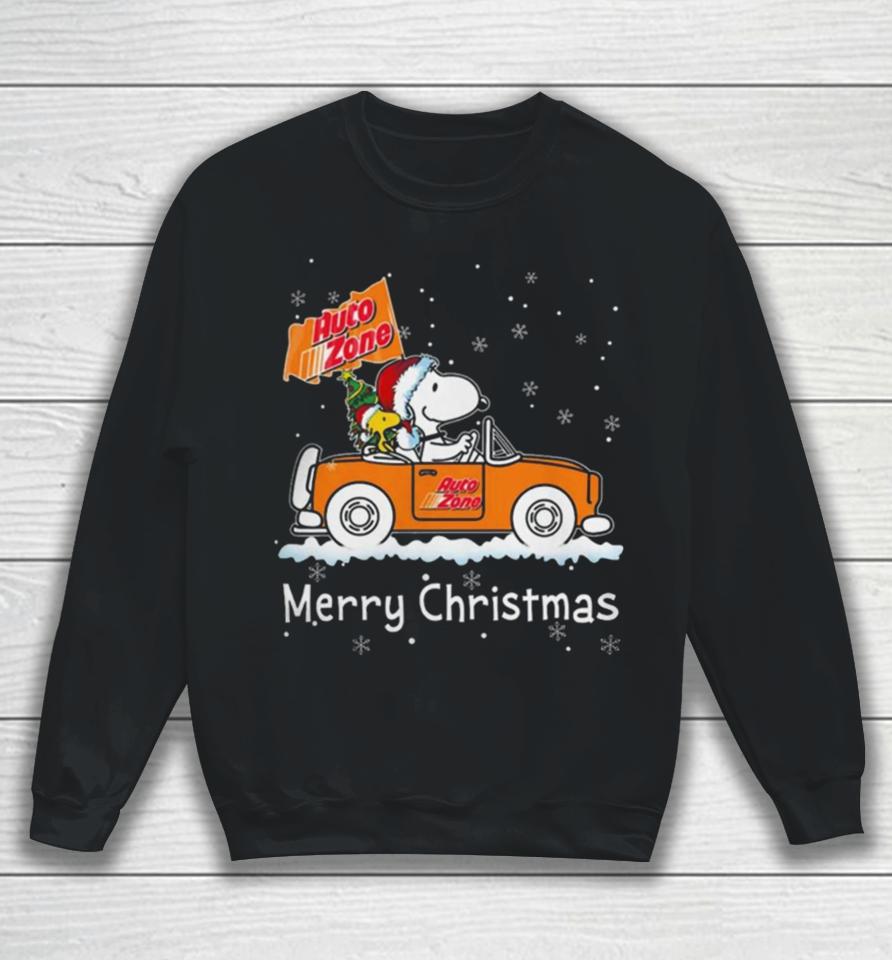 Snoopy And Woodstock Driving Car Auto Zone Christmas 2023 Sweatshirt