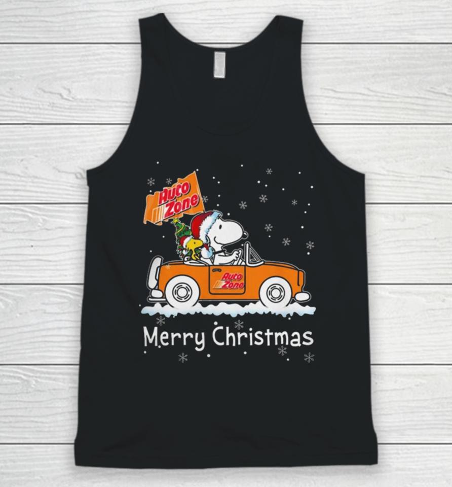 Snoopy And Woodstock Driving Car Auto Zone Christmas 2023 Unisex Tank Top