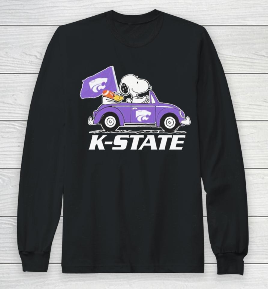 Snoopy And Woodstock Driving Car Kansas State Wildcats Bowl Champions Long Sleeve T-Shirt