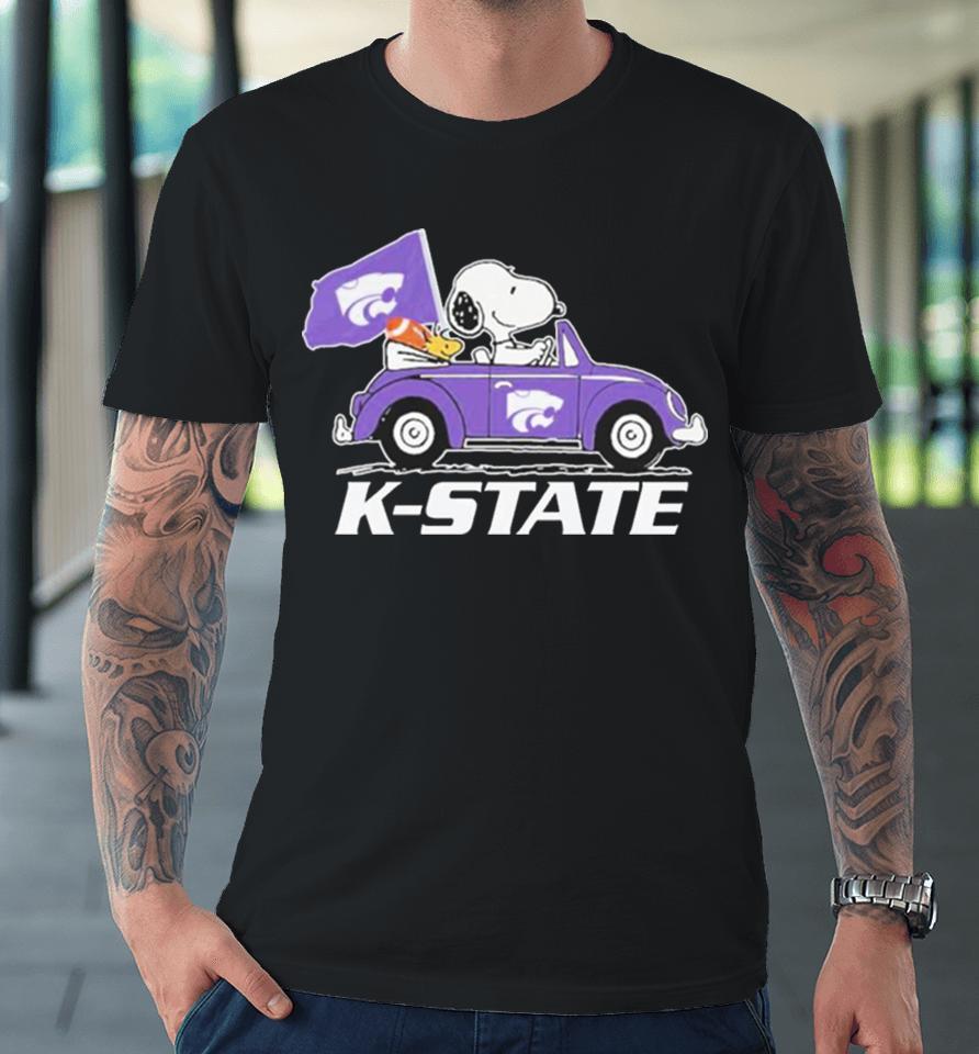 Snoopy And Woodstock Driving Car Kansas State Wildcats Bowl Champions Premium T-Shirt
