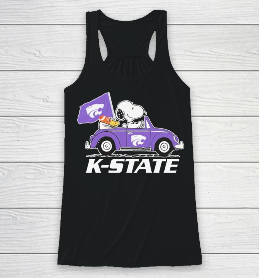Snoopy And Woodstock Driving Car Kansas State Wildcats Bowl Champions Racerback Tank
