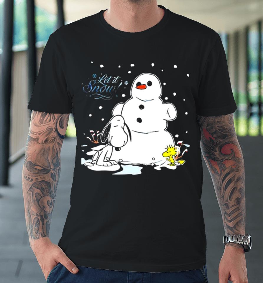Snoopy And Woodstock Let It Snow Christmas 2023 Illustration Premium T-Shirt